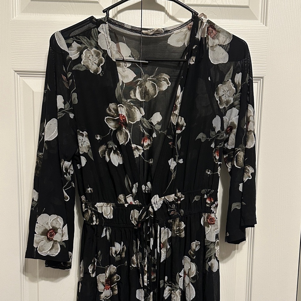 Floral Black Sheer Dress